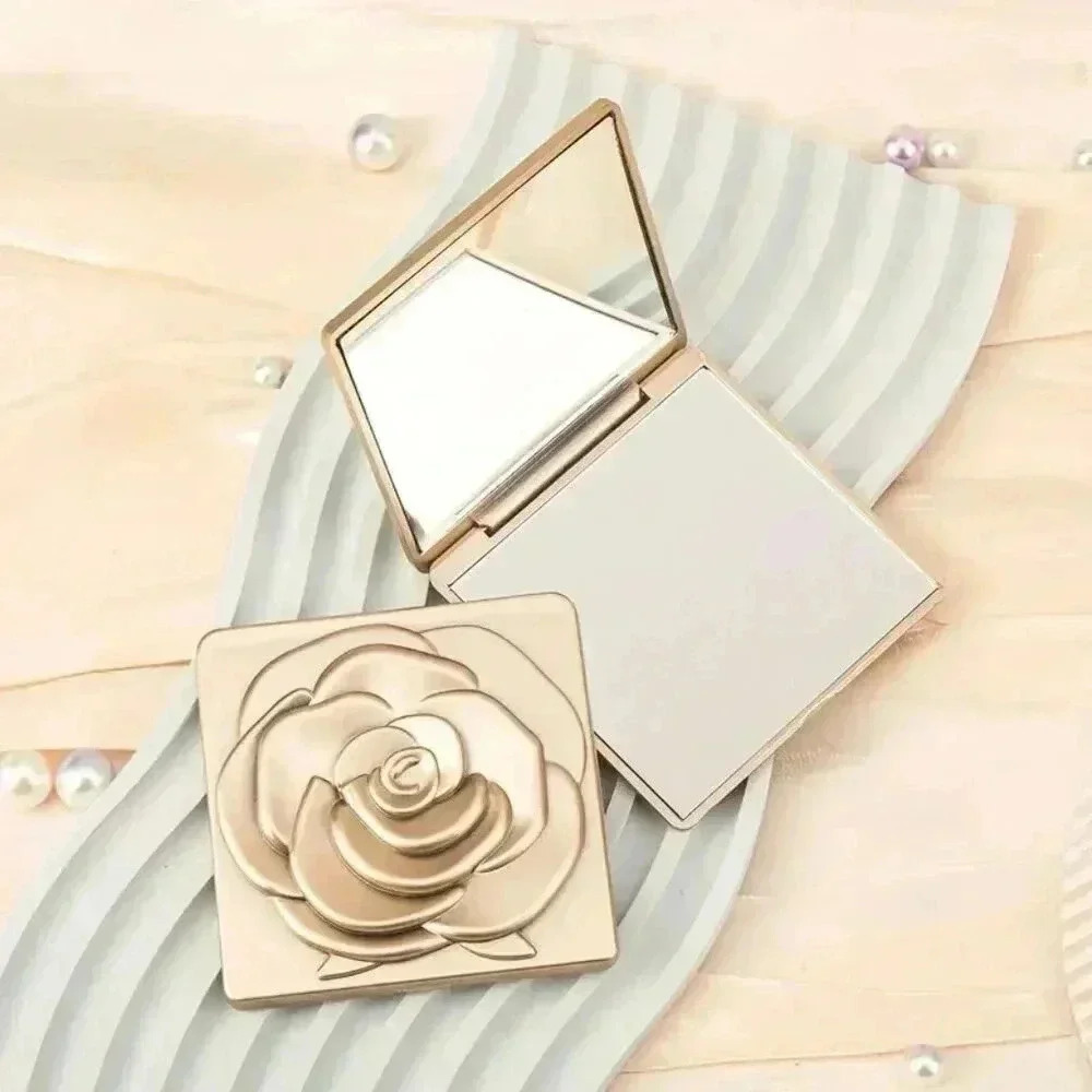 3D Rose Design Compact Square Mirror